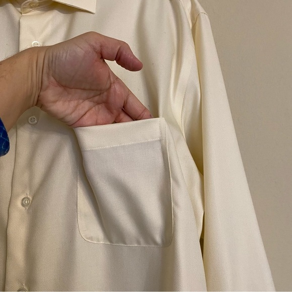 Pronto Uomo Dress Shirt Size 17 1/2 Maze Yellow Non Iron Long Sleeve Business - Picture 5 of 12